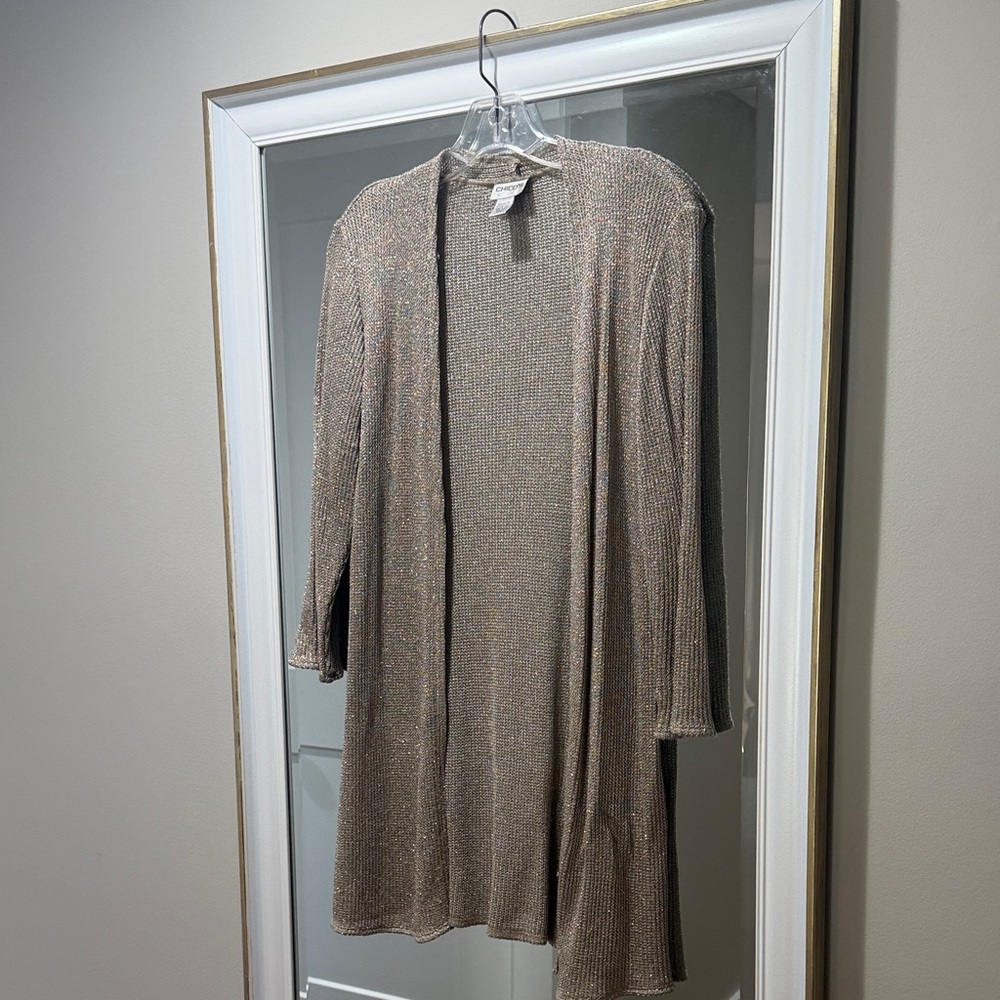 Chico's Metallic Beige Cardigan